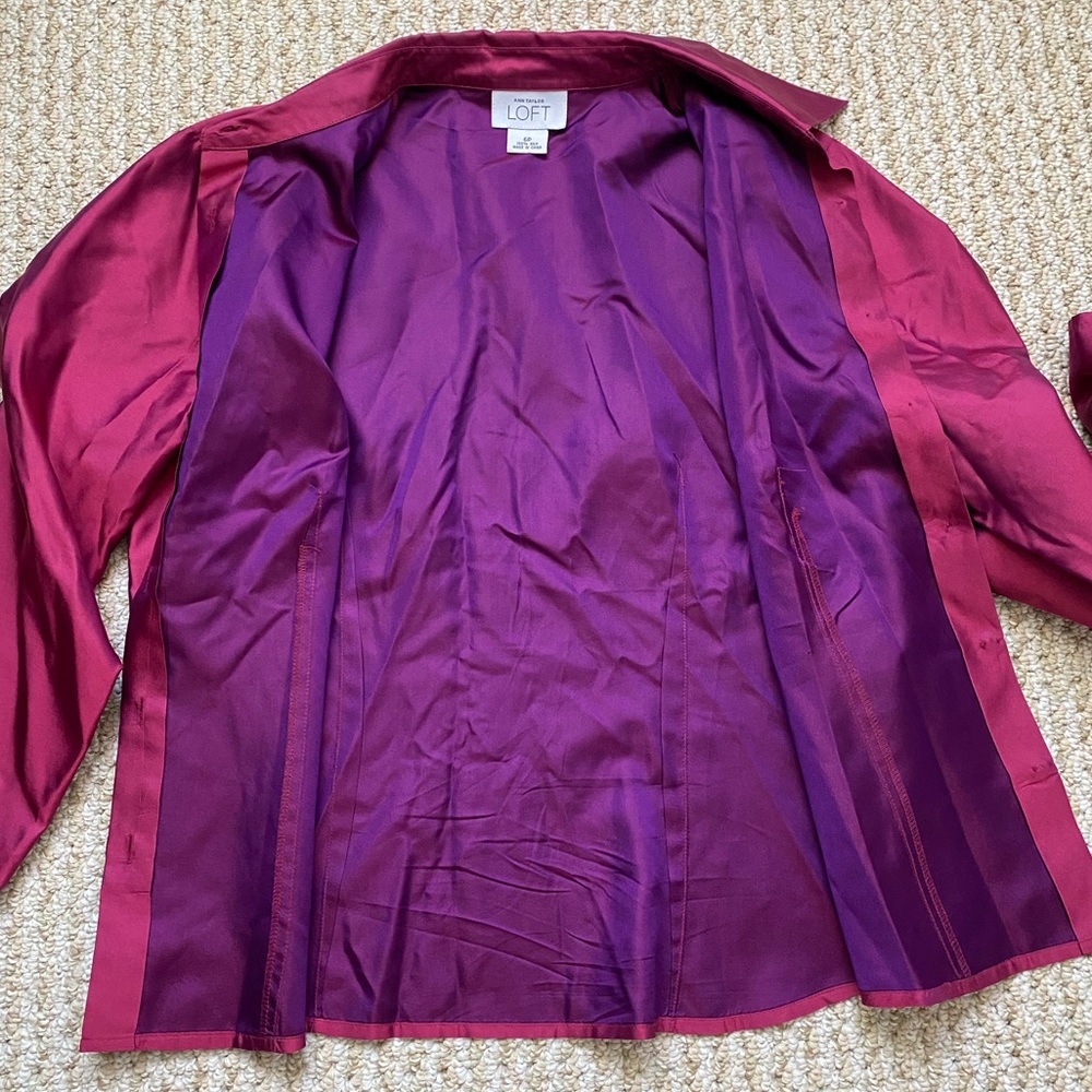NWOT Iridescent Purple Silk Blouse - Size 6P - Ann Taylor Loft - 90s Y2K Style